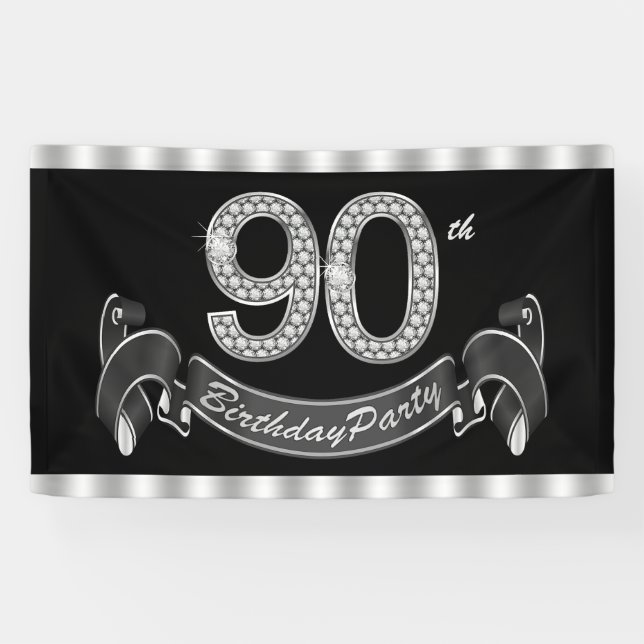 Banderoles Fête d'anniversaire 90 ans (Horizontal)