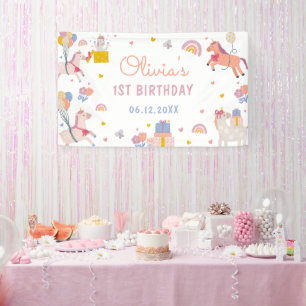 Banderoles Fête d'anniversaire arc-en-ciel licorne pastel mag