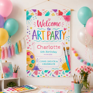 Banderoles Fête d'anniversaire artistique pour enfants coloré