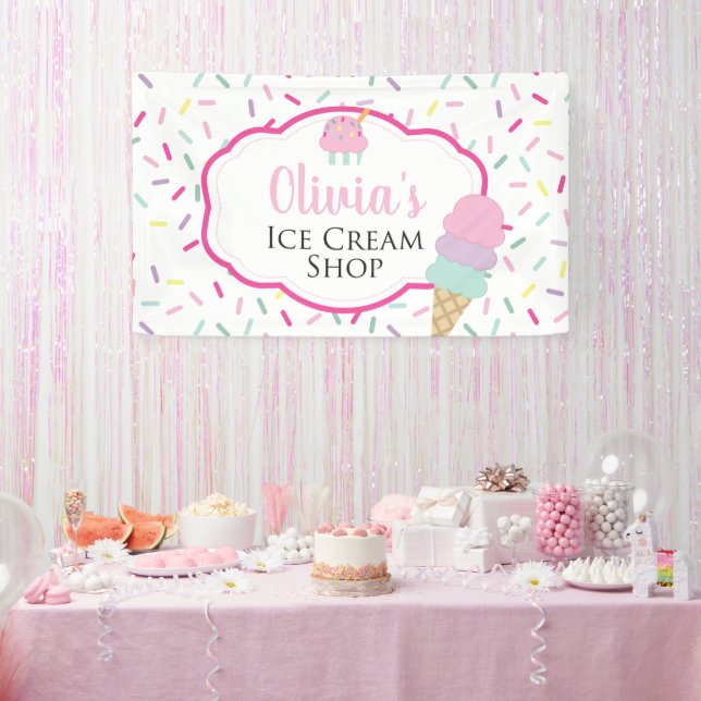 Banderoles Fête d'anniversaire au glacier (Fête)