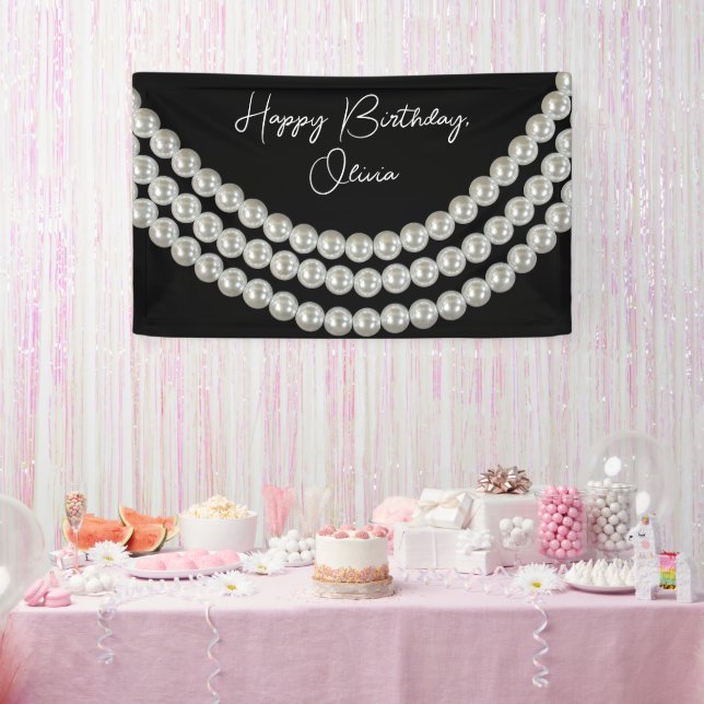 Banderoles Fête d'anniversaire Collier de perles blanches sur (Fête)