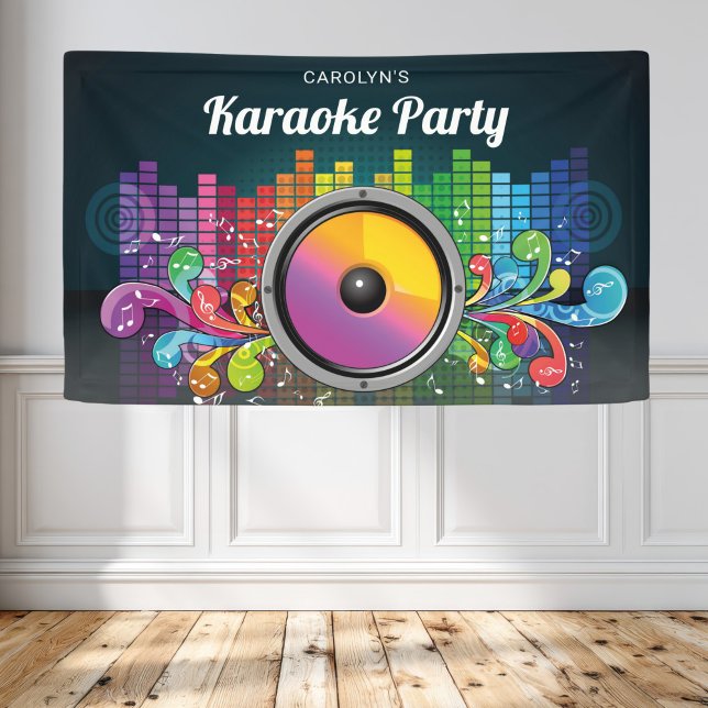 Banderoles Fête d'anniversaire colorée de karaoke de musique (Créateur téléchargé)