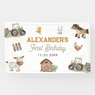 Banderoles Fête d'anniversaire de 1 an Animaux de la ferme