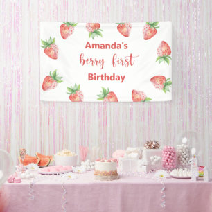Banderoles Fête d'anniversaire de 1 an avec des mûres à l'aqu