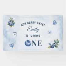 Fête d'anniversaire de 1 an Watercolor Blueberry