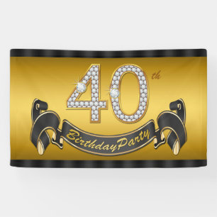 Banderoles Fête d'anniversaire de 40 ans en or