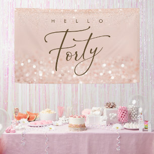 Banderoles Fête d'anniversaire de 40 ans Rose Gold Glitter