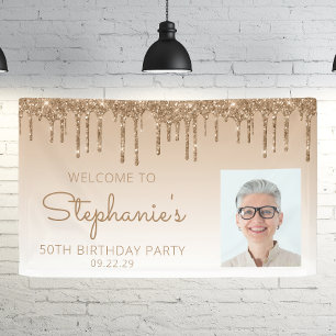 Banderoles Fête d'anniversaire de 50 ans avec photo personnal