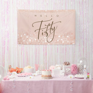 Banderoles Fête d'anniversaire de 50 ans Rose Gold Glitter