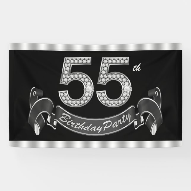 Banderoles Fête d'anniversaire de 55 ans (Horizontal)