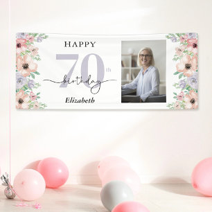 Banderoles Fête d'anniversaire de 70 ans avec photo florale p