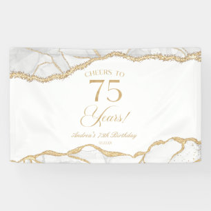 Banderoles Fête d'anniversaire de 75 ans en Agate Or Blanc Él