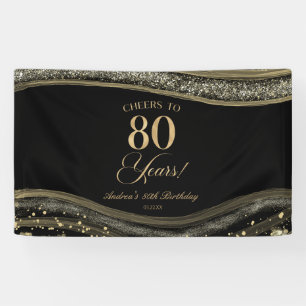Banderoles Fête d'anniversaire de 80 ans élégante en agate no