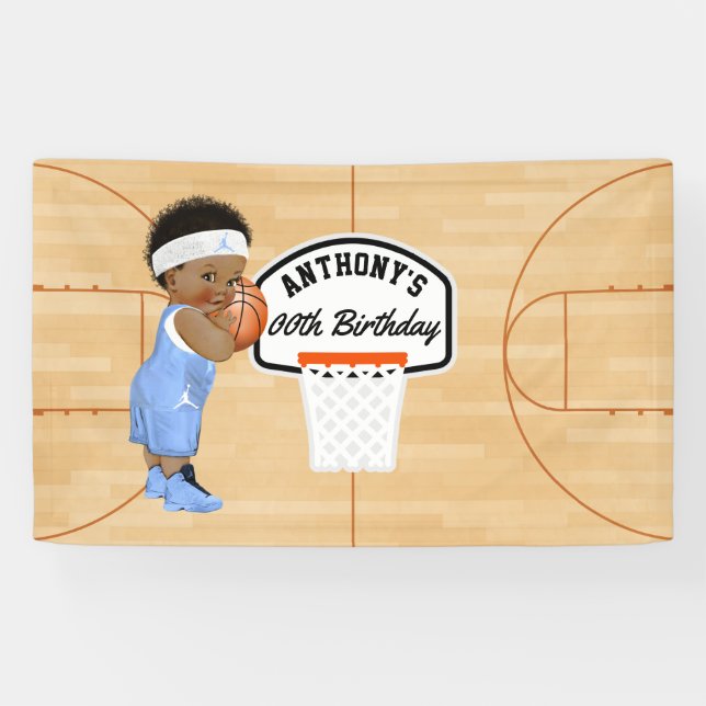 Banderoles Fête d'anniversaire de basket-ball personnalisée (Horizontal)