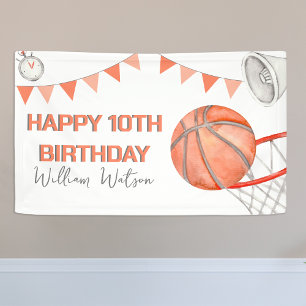 Banderoles Fête d'anniversaire de basketball aquarelle pour e