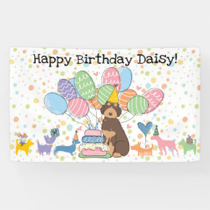 Banderoles Fête d'anniversaire de chien Aussiedoodle au tan c