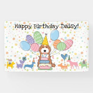 Banderoles Fête d'anniversaire de chien Cockapoo Cavapoo roug