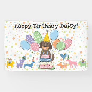 Banderoles Fête d'anniversaire de chien Goldendoodle au choco