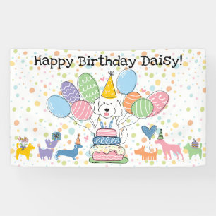 Banderoles Fête d'anniversaire de chien Goldendoodle blanc