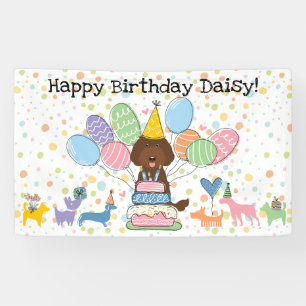 Banderoles Fête d'anniversaire de chien Labradoodle au Chocol