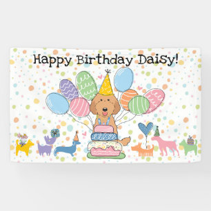 Banderoles Fête d'anniversaire de chien Labradoodle rouge