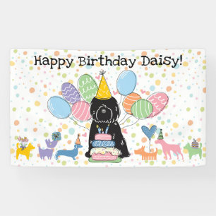 Banderoles Fête d'anniversaire de chien Terrier Tibétain noir