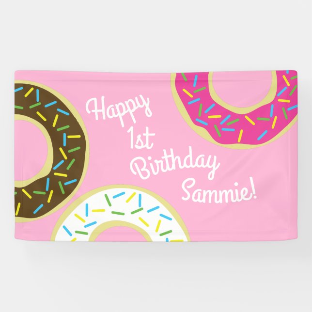 Banderoles Fête d'anniversaire de Donut (Horizontal)