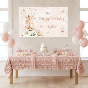Banderoles Fête d'anniversaire de fille au jardin féerique