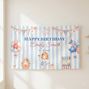 Banderoles Fête d'anniversaire de fille aux rayures américain