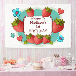 Banderoles Fête d'anniversaire de fraises Personnalisée