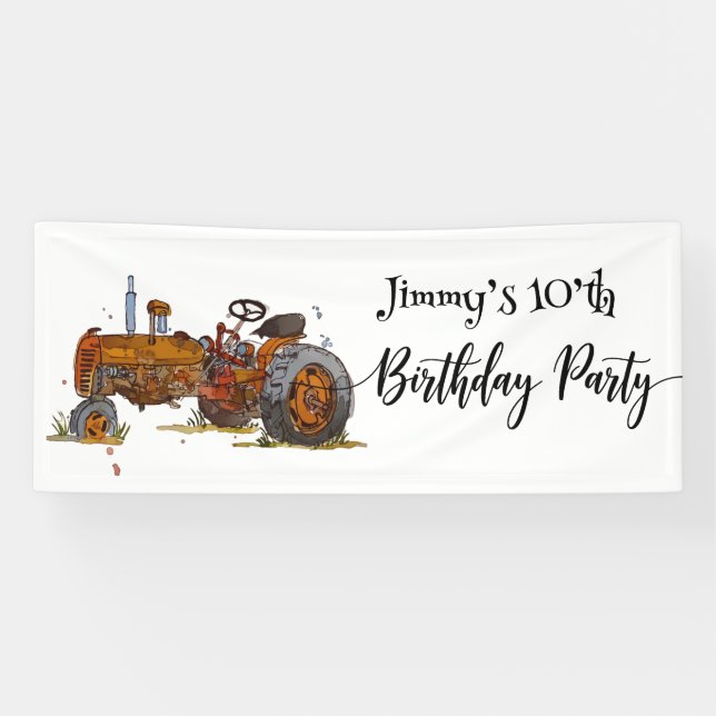 Banderoles Fête d'anniversaire de garçons avec design de trac (Horizontal)