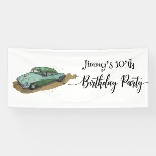 Banderoles Fête d'anniversaire de garçons avec une berline à