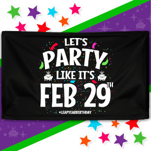 Banderoles Fête d'anniversaire de l'année bissextile 29 févr.