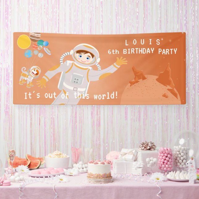 Banderoles Fête d'anniversaire de l'astronaute de Mars (Fête)