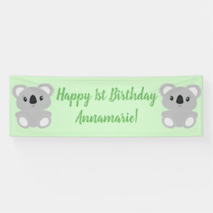 Banderoles Fête d'anniversaire de l'ours koala vert