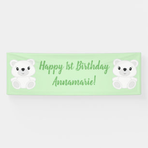 Banderoles Fête d'anniversaire de l'ours polaire vert