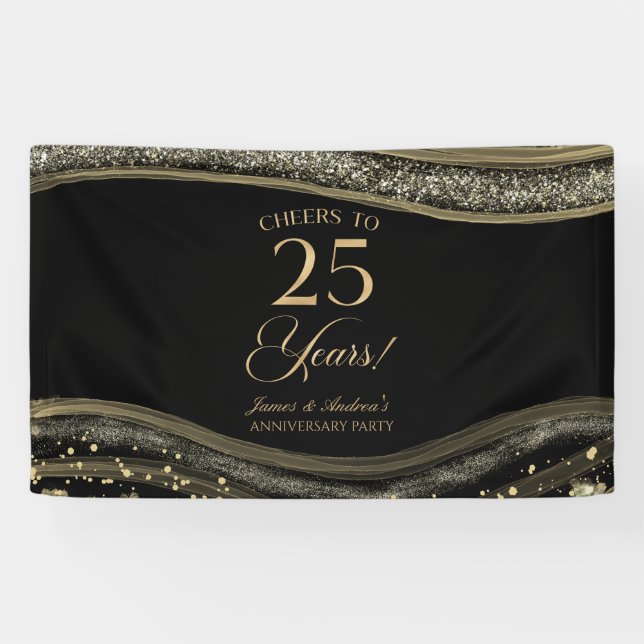 Banderoles Fête d'anniversaire de mariage de 25 ans en Agate  (Horizontal)