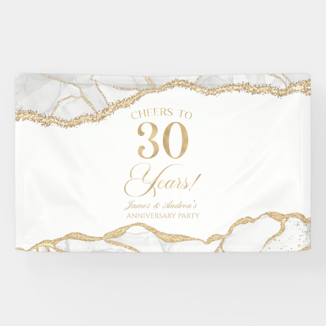 Banderoles Fête d'anniversaire de mariage de 30 ans en Agate  (Horizontal)