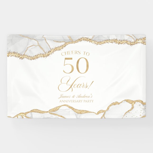 Banderoles Fête d'anniversaire de mariage de 50 ans en Agate  (Horizontal)