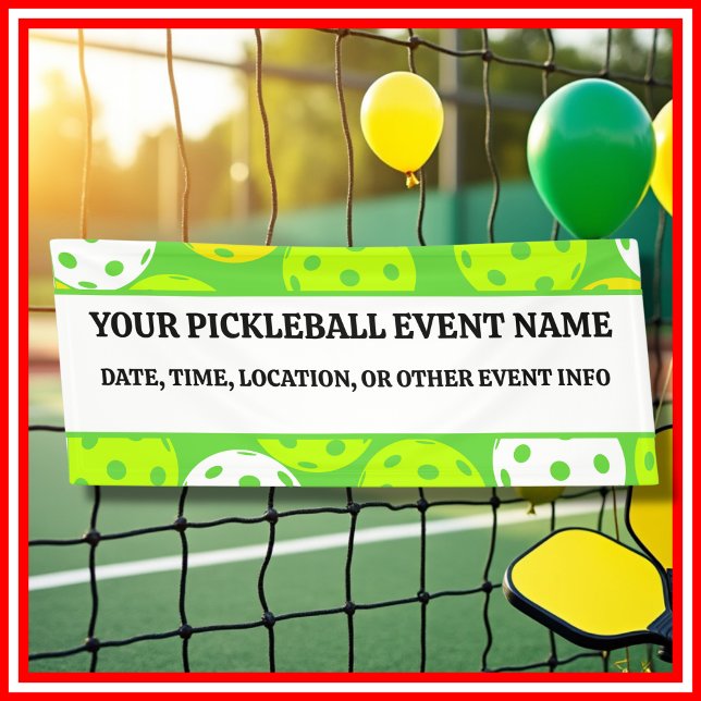 Banderoles Fête d'anniversaire de pickleball vert moderne ext (Green Pickleball Birthday Party Modern Outdoor Banner)