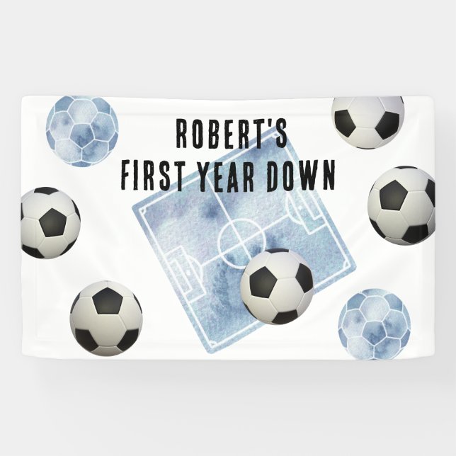 Banderoles Fête d'anniversaire de première année de football (Horizontal)