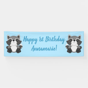 Banderoles Fête d'anniversaire de raton laveur bleu