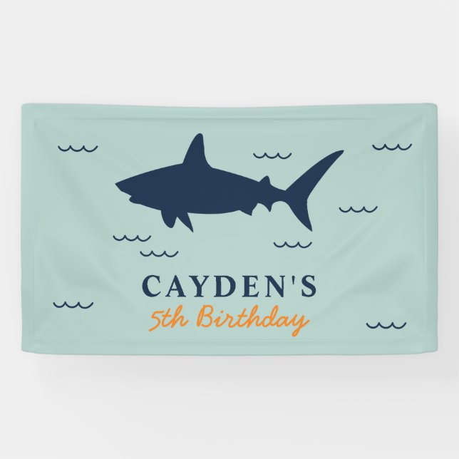 Banderoles Fête d'anniversaire de requin (Horizontal)