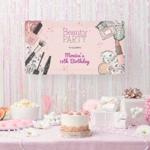 Banderoles Fête d'anniversaire de spa de beauté fille poussié
