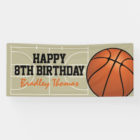 Banderoles Fete D Anniversaire De Terrain De Basket D Enfants Zazzle Fr