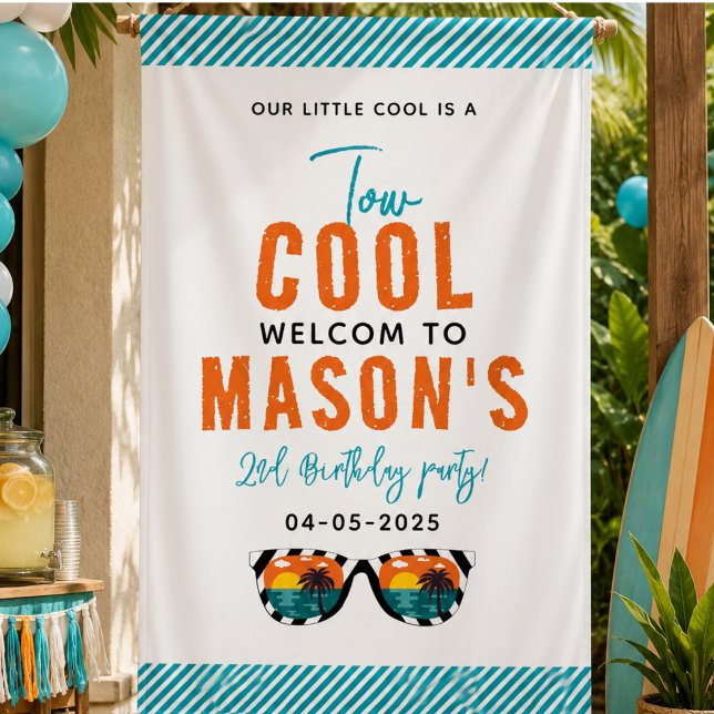 Banderoles Fête d'anniversaire des 2 ans de Two Cool Boy  (Two Cool Boy 2nd Birthday Party Banner)