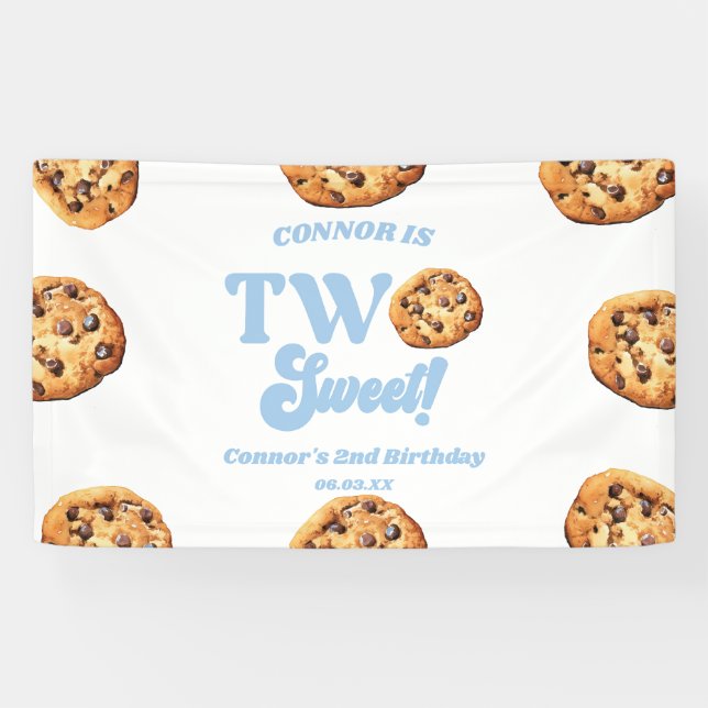 Banderoles Fête d'anniversaire des 2 ans Two Sweet Cookies an (Horizontal)