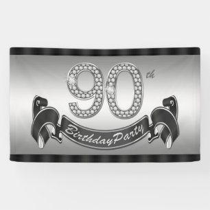 Banderoles Fête d'anniversaire des 90 ans d'argent
