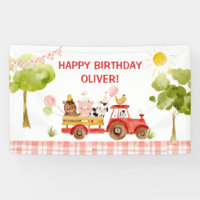 Fête d'anniversaire des animaux de ferme tracteurs