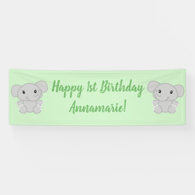 Banderoles Fête d'anniversaire des éléphants (Horizontal)